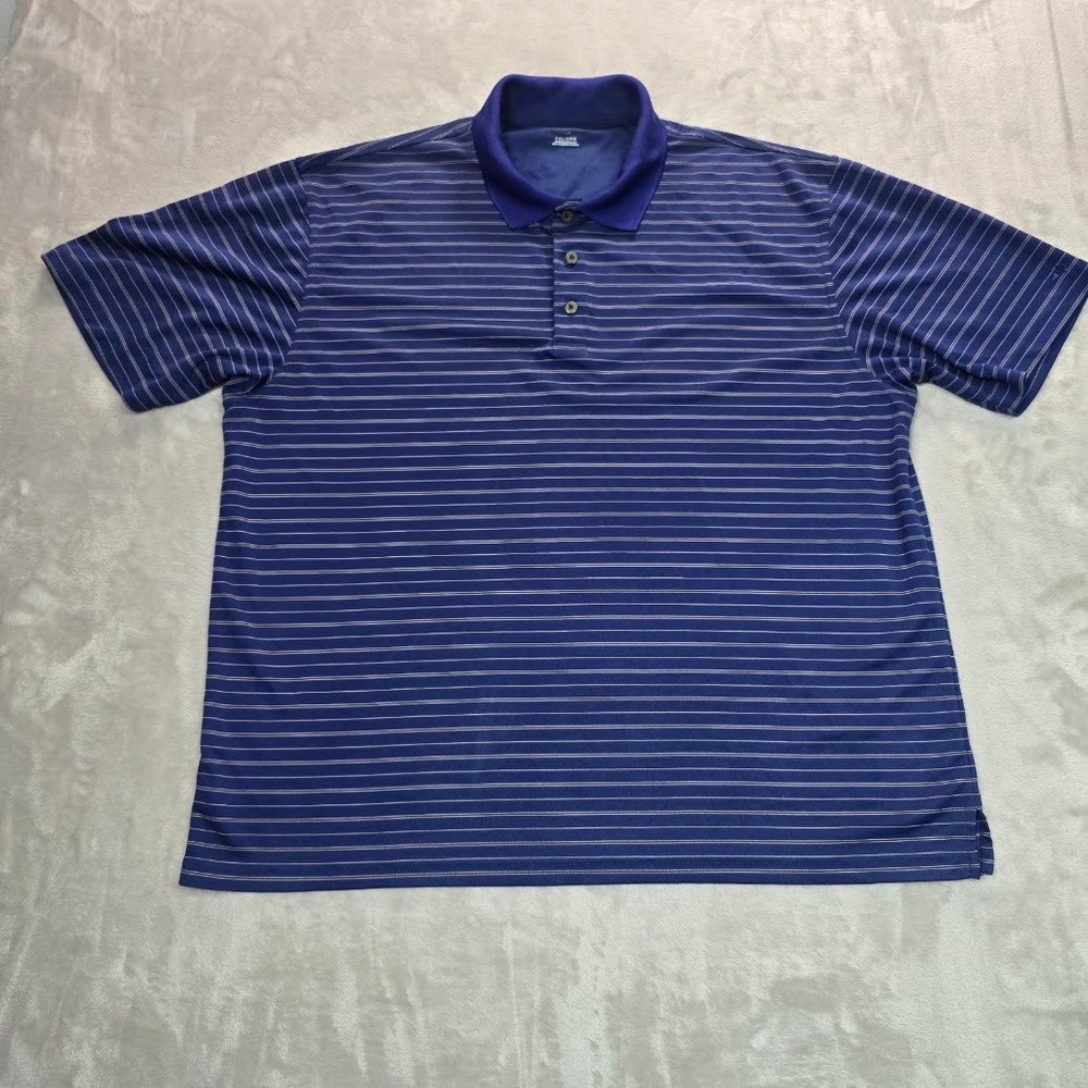 Nautica Mens Short Sleeve Polo Shirt Blue White Striped Casual Top Size 2XL/2TG